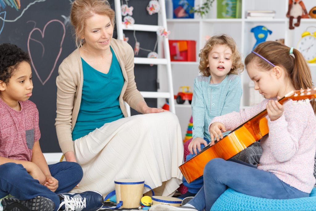 Child attending first music lesson