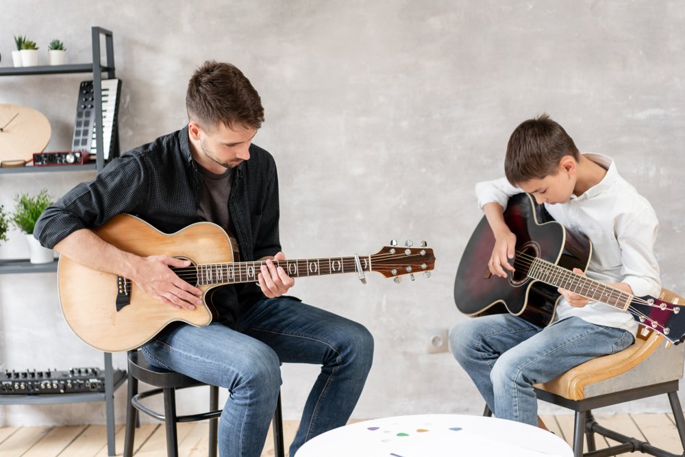 Child practicing music